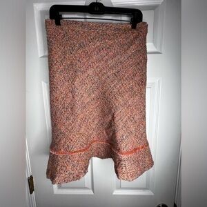 GAP Womens Size 6 Pink Wool Tweed A-Line Skirt Ruffle Hem Lined S Career